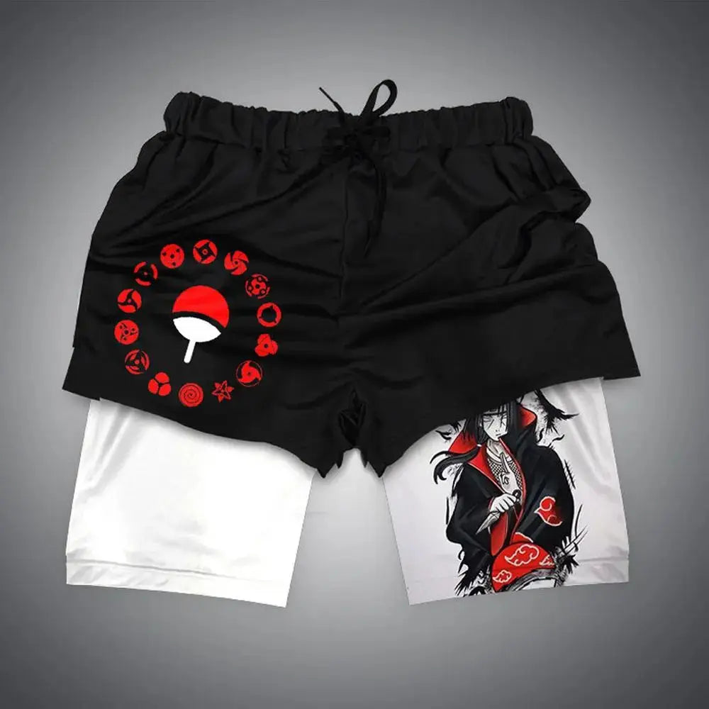 Naruto: Anime Shorts Men's Double-layer 2-in-1 Sports Shorts Fitness Basketball Shorts