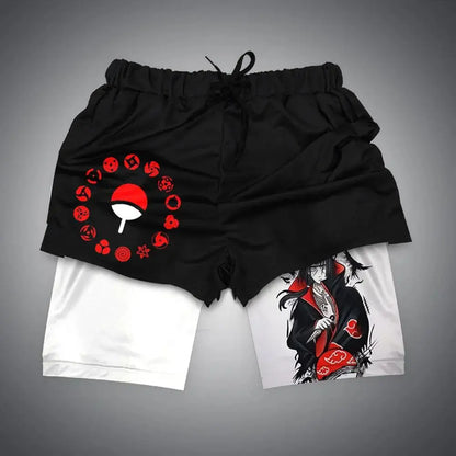 Naruto: Anime Shorts Men's Double-layer 2-in-1 Sports Shorts Fitness Basketball Shorts