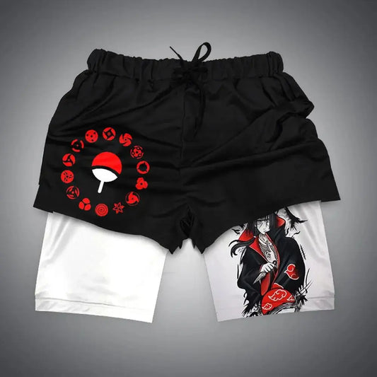 Naruto: Anime Shorts Men's Double-layer 2-in-1 Sports Shorts Fitness Basketball Shorts