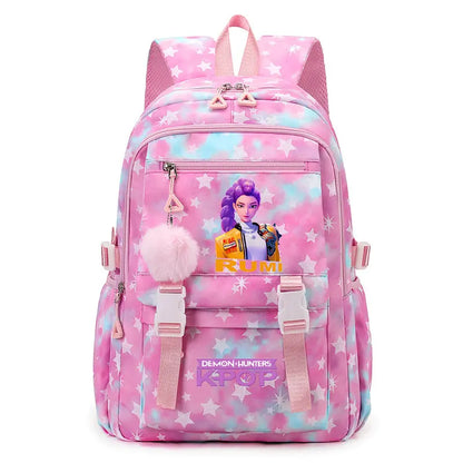 KPop Demon Hunters: Student Backpack Large Capacity Schoolbag Teenagers Student Backpack Women's Travel Laptop Bagpack
