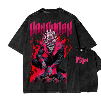 Dandadan: Manga Funny Graphic Print T-shirts Streetwear Hip Hop Harajuku Fashion Tees Retro Washed Cotton Washed Tops
