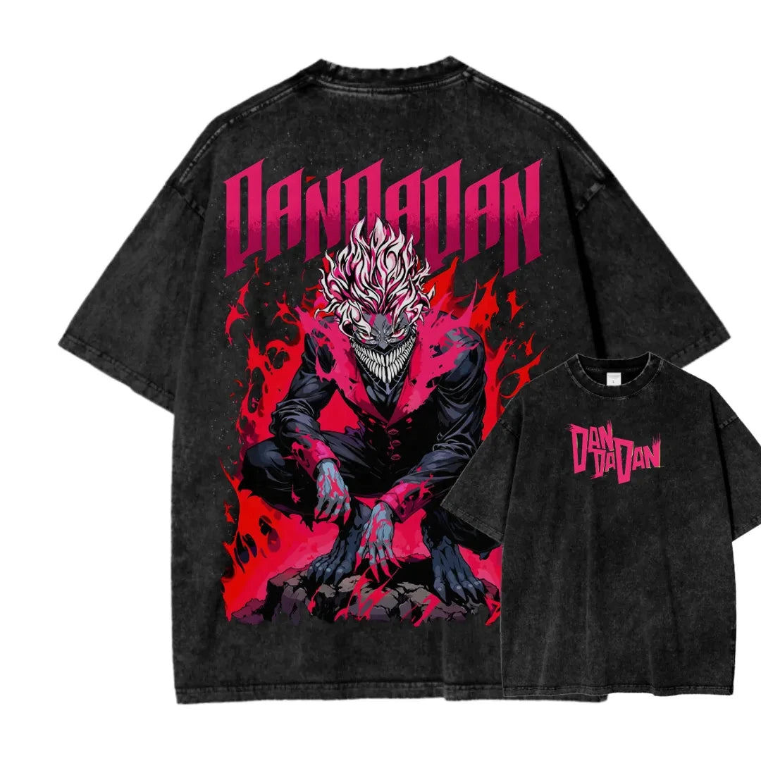 Dandadan: Manga Funny Graphic Print T-shirts Streetwear Hip Hop Harajuku Fashion Tees Retro Washed Cotton Washed Tops