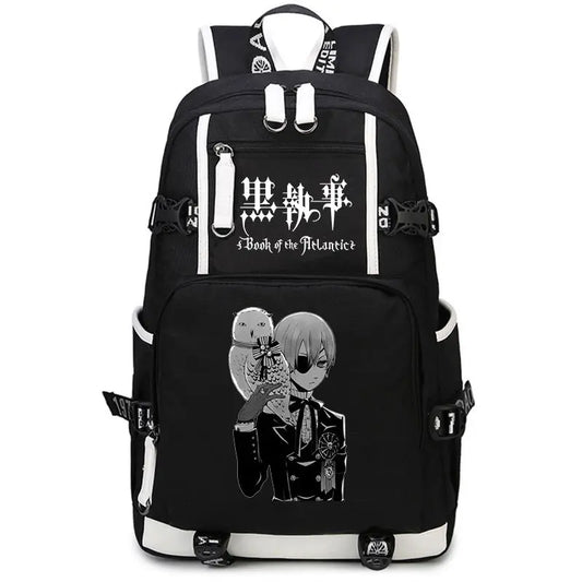 Black Butler: USB Backpack Book Bag Casual Travel Computer Men Women Girl Boys Cosplay Bag Schoolbag Laptop Bags