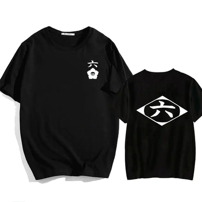 Bleach: Soul Society  Print T-shirt  Oversized Casual Cotton Black and White Short Sleeves Men's Clothing