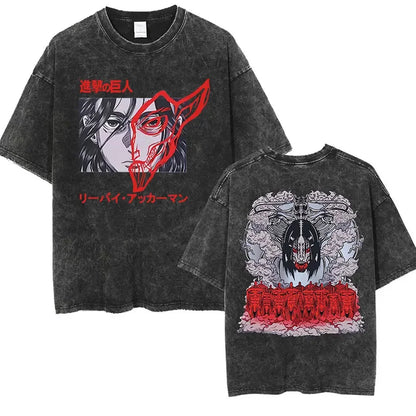 Attack on Titan: Men Women Cartoon Manga Merch Tshirt Men's Oversized T Shirts Washed Vintage Anime Attack on Titan Reiner Braun Graphic T-shirts
