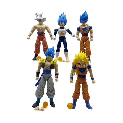 Dragon Ball: 5 Pcs/Set Action Figure Son Goku Vegeta Gogeta Super Saiyan Change Head Figurine 2 Style Ornament Gifts