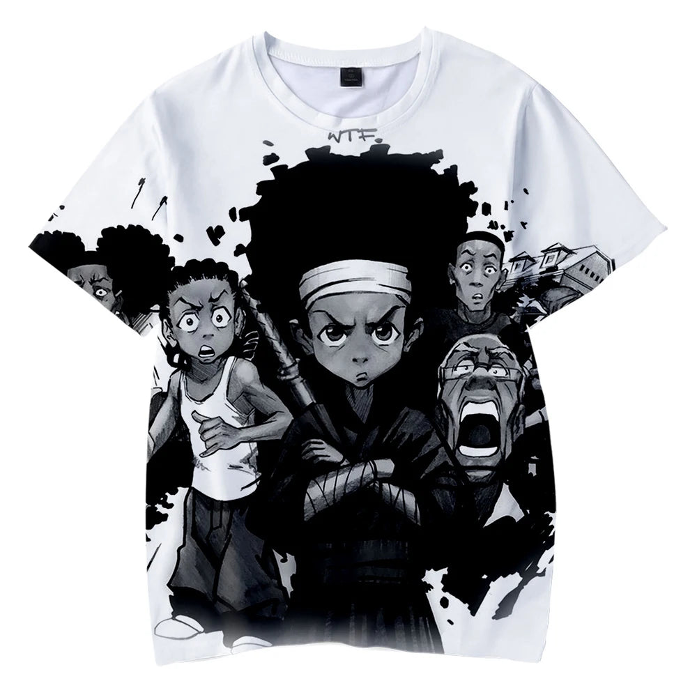 The Boondocks:  3D T-shirt O-Neck Men's Tshirt Women Short Sleeve Casual Harajuku Streetshirt Unisex Oversized Clothes
