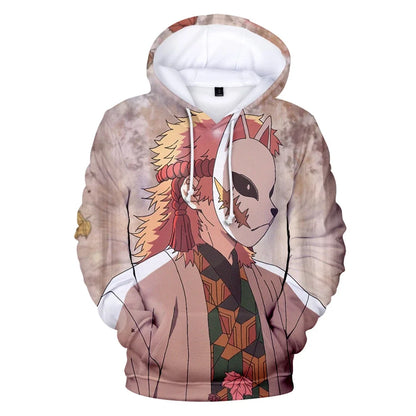 Demon Slayer: Kimetsu No Yaiba Hoodies Sweatshirts Black White Checkered Pattern Full Hoodies Casual
