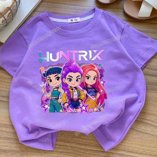 KPop Demon Hunters: Clothes Rumi Mira Zoey Short Sleeve T Shirt Kids Summer Casual Tops Cartoon Toddler Cotton Tee