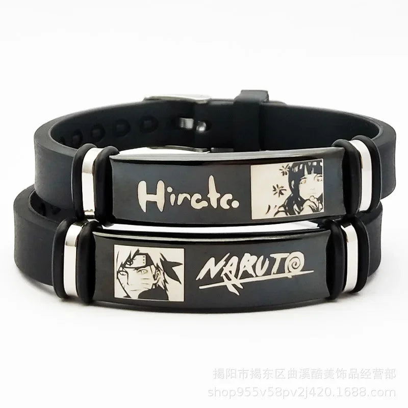 Naruto: Silicone Bracelet Cartoon Metal Silica Gel Uchiha Itachi Kakashi Anime Action Figures Accessories Children Toys Gifts