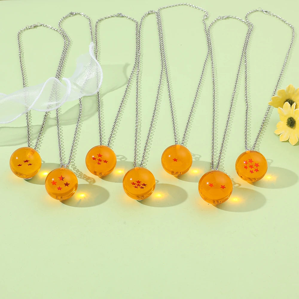 Dragon Ball:Series 1-7 Planet Necklace, Goku Ball Pendant Metal Necklace for Men and Women Cosplay Accessories