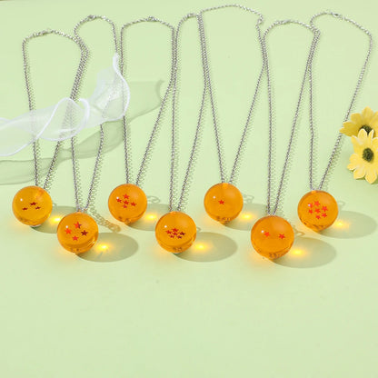 Dragon Ball:Series 1-7 Planet Necklace, Goku Ball Pendant Metal Necklace for Men and Women Cosplay Accessories