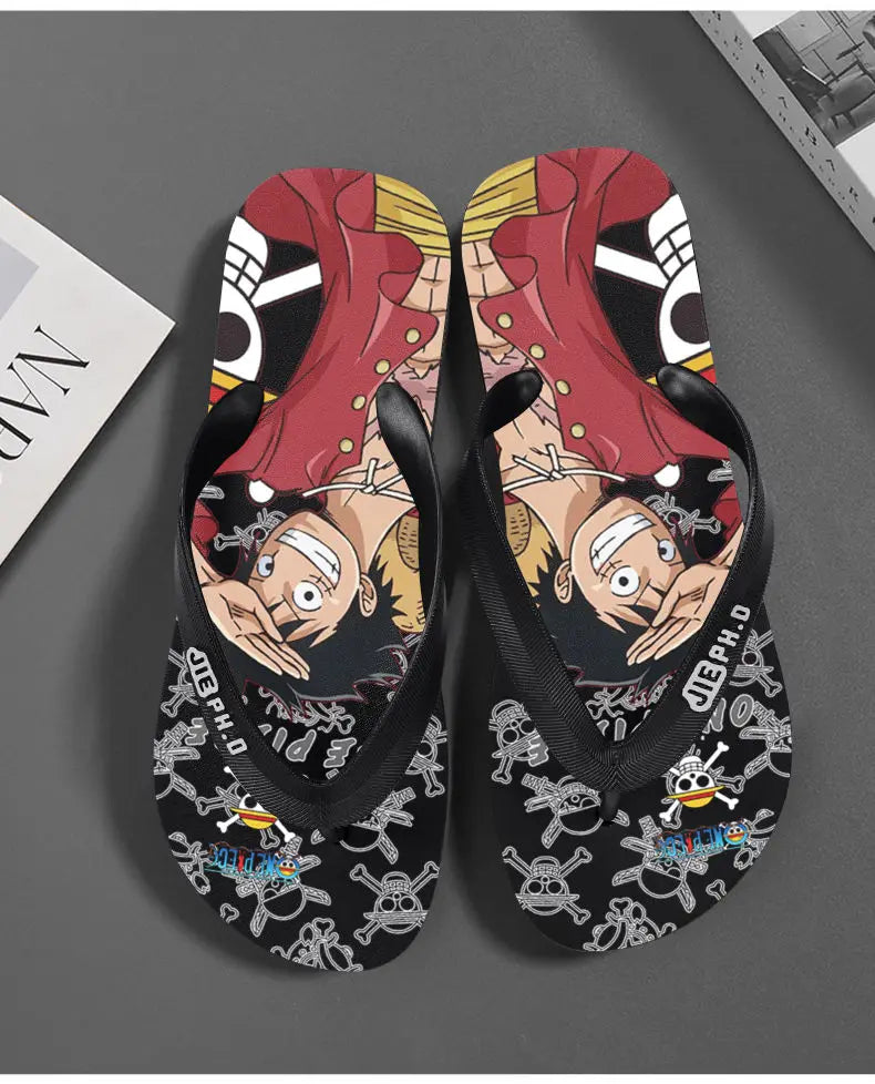 One Piece: Slides Luffy Cartoon Flip Flops Slippers - Non-Slip Outdoor Summer Sandals Unisex for Adults Cartoon eva slippers