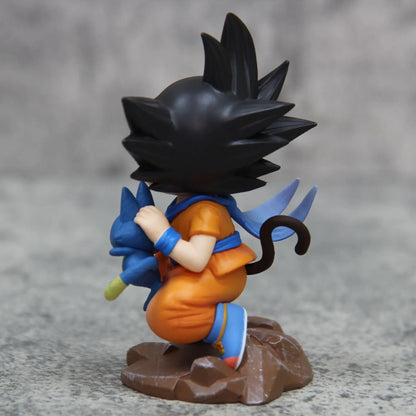 Dragon Ball: Childhood Little Goku Hugs Puer Ya Mu Tea Little Follower Figures Doll Pvc Model Statue Collection Toys Ornamen Gift