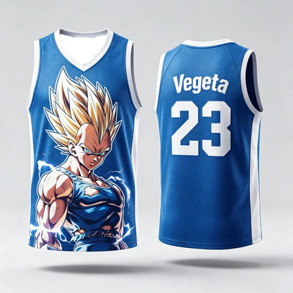 Dragon Ball: Vegeta Super Saiyan #23 Basketball Jersey Tank Top Anime Print Breathable Sportswear Unisex Streetwear for Fans Kids