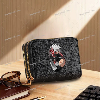 Naruto: Leather Wallet Cute Cartoon Printed Bags Fashion Zipper Short Coin Purse Multi-slot Bank Card Storage Bag Birthday Gift