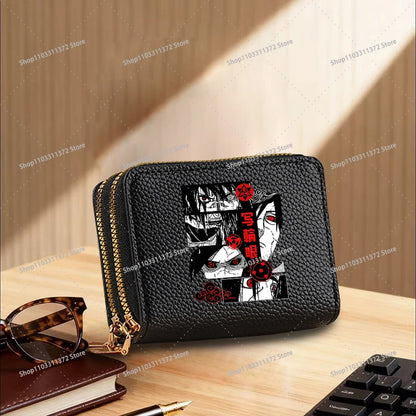 Naruto: Leather Wallet Cute Cartoon Printed Bags Fashion Zipper Short Coin Purse Multi-slot Bank Card Storage Bag Birthday Gift