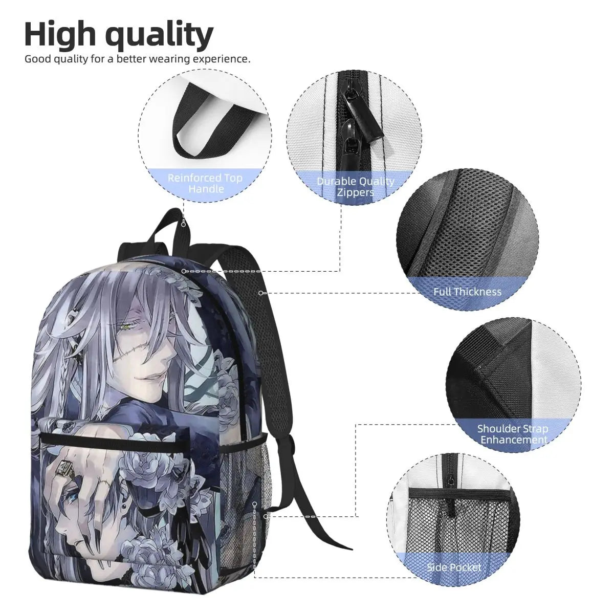 Black Butler: Undertaker Backpack Boys Girls BookBag Children School Bag Laptop Shoulder Bags for Men Women