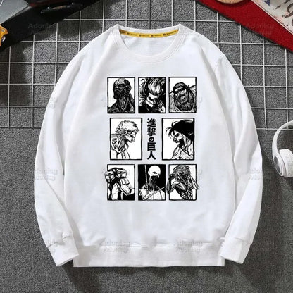 Attack on Titan Fleece Sweatshirts Harajuku Streetwear Autumn Spring Shingeki No Kyojin Anime O Neck Pullover Hoody Mens