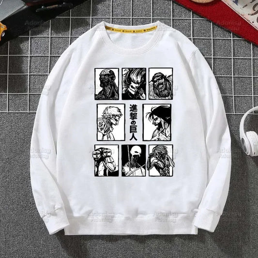 Attack on Titan Fleece Sweatshirts Harajuku Streetwear Autumn Spring Shingeki No Kyojin Anime O Neck Pullover Hoody Mens