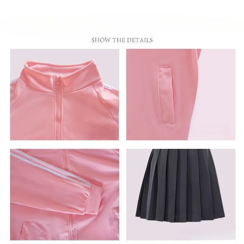 Bocchi The Rock:  Cosplay Gotoh Hitori Costume The Rock Pink School JK Uniform Sportswear Coat Skirt Full Set for Women Girls