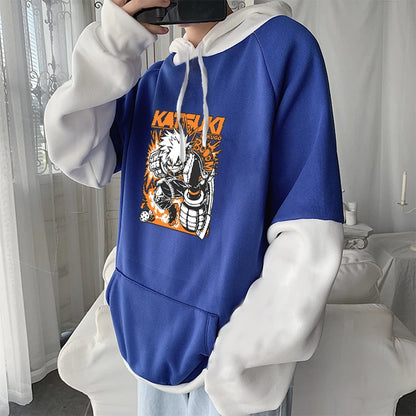 My Hero Academia: Hoodie Bakugou Katsuki Graphic Patchwork Hoodie Men Women Casual Loose Sweatshirts Unisex Streetwear