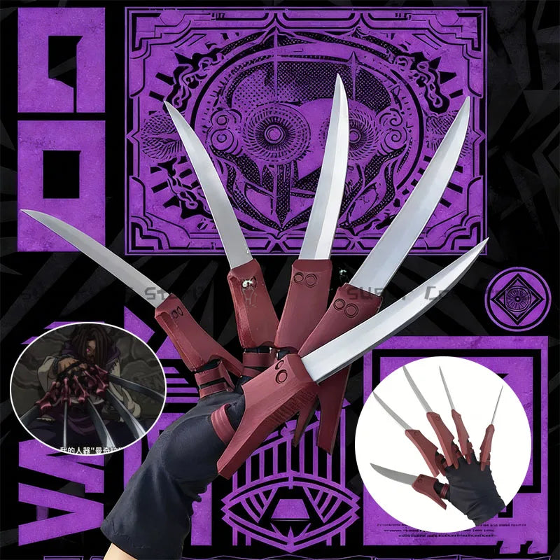 Gachiakuta: Jabber Wonger Cosplay Prop 3D Printing Silver Bracelet Ring Nails Accessories Full Set Halloween Party Adult