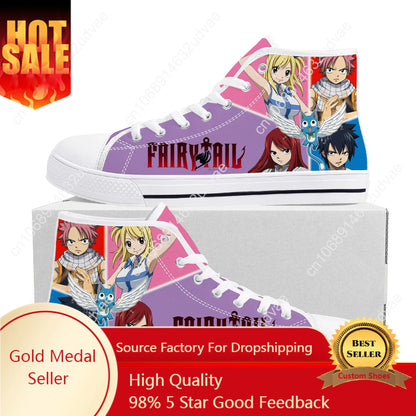 Fairy Tail: Natsu Dragneel High Top Quality Sneakers Mens Womens Teenager Canvas Sneaker Casual Couple Shoes Custom Shoe