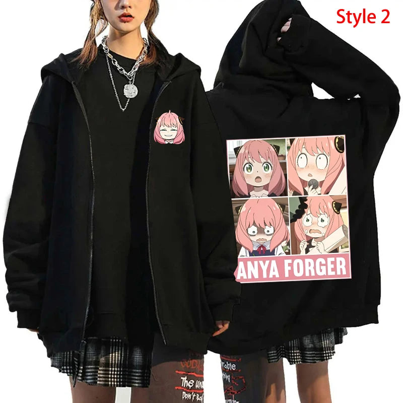 Spy x Family: Anya Forger Printed Zipper Hooded Fashion Women Men Zip Sweatshirt Casual Sport Hoodie Long Sleeve Top