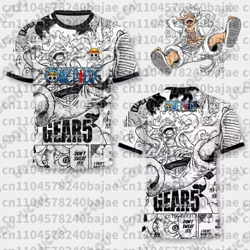 One Piece: Luffy Gear5 Man Football Jersey Summer T-shirt men Vintage Fashion Sport Women pulovers kids' tops t-shirt