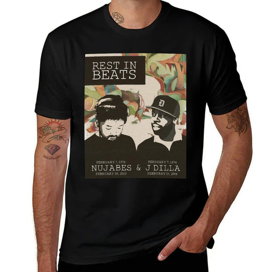 Nujabes and J Dilla: T-Shirt Basic Crew Neck Short Sleeve Top