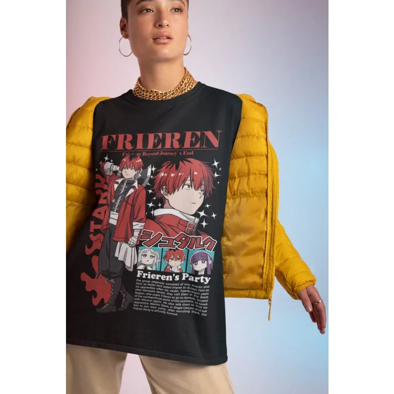 Frieren: T-Shirt Beyond Journey's End Fern Stark Girl Anime Gifts Shirt All Size