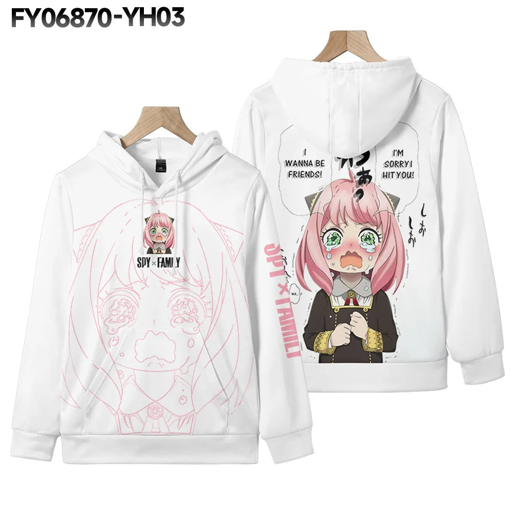 Spy X Family: D Teens Boys Tops Girls Cartoon Harajuku Hoodie Streetwear Japan Anime Spy X Family Anya Forger Cosplay Hoodies Sweatshirt