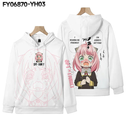 Spy X Family: D Teens Boys Tops Girls Cartoon Harajuku Hoodie Streetwear Japan Anime Spy X Family Anya Forger Cosplay Hoodies Sweatshirt