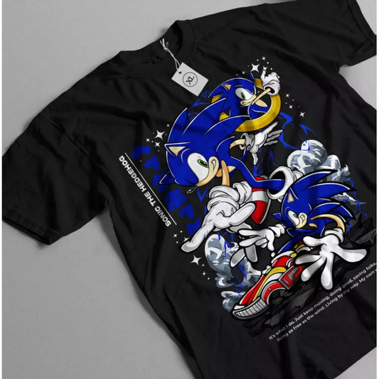 Shadow The Hedgehog: Cartoon gift T-Shirt for man Large size tops Vintage Heroes Sonic printed tee 100% cotton men's clothes