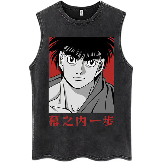 Hajime No Ippo: Kamogawa Boxing Gym Washed Tops Men Makunouchi Takamura KGB Oversized Cotton Sleeveless Male T Shirts