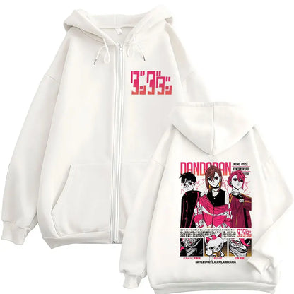 Dandadan: Turbo Granny Print Zipper Hoody Men Women Vintage Long Sleeve Fashion Zip Up Sweatshirt Coats Streetwear