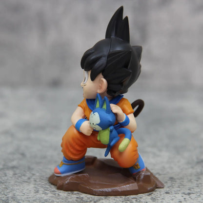 Dragon Ball: Childhood Little Goku Hugs Puer Ya Mu Tea Little Follower Figures Doll Pvc Model Statue Collection Toys Ornamen Gift