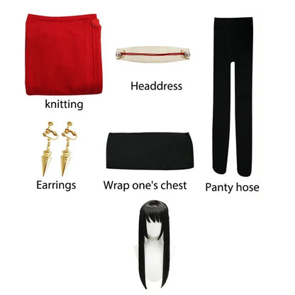 Spy x Family: Yor Forger Cosplay Long Red Knitting Sweater Costume Anime Spy family Women's Wear