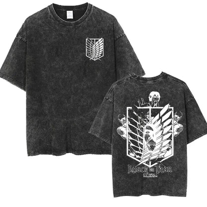 Attack on Titan: Men Women Cartoon Manga Merch Tshirt Men's Oversized T Shirts Washed Vintage Anime Attack on Titan Reiner Braun Graphic T-shirts