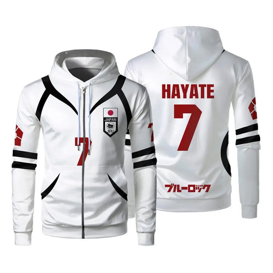 Blue Lock: U20 Team Zipper Hoodie Autumn Winter Street Trend Long Sleeve Coat Japanese Anime Sae Shidou Casual Sports Sweatshirt