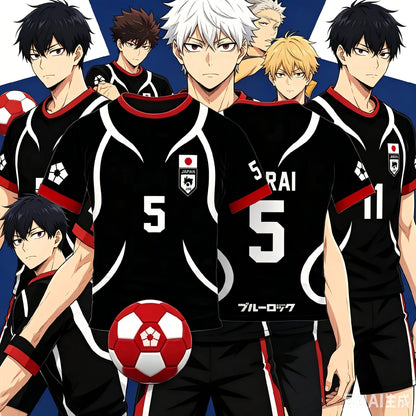 Blue Lock: Japan U20 Black Cartoon Anime Cosplay Men Jersey Summer Short Sleeve Children Tee Tops Quick-dry Fashion Women T-shirt