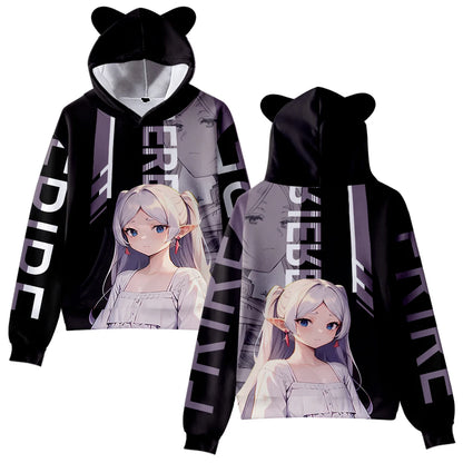 Frieren: Cat Ear Hoodie Women Men Long Sleeve Sweatshirt Casual Cute Pullover Clothes