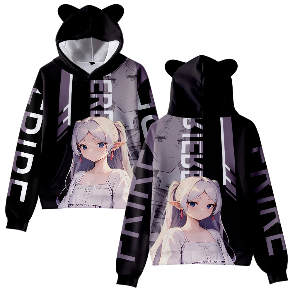 Frieren: Cat Ear Hoodie Women Men Long Sleeve Sweatshirt Casual Cute Pullover Clothes