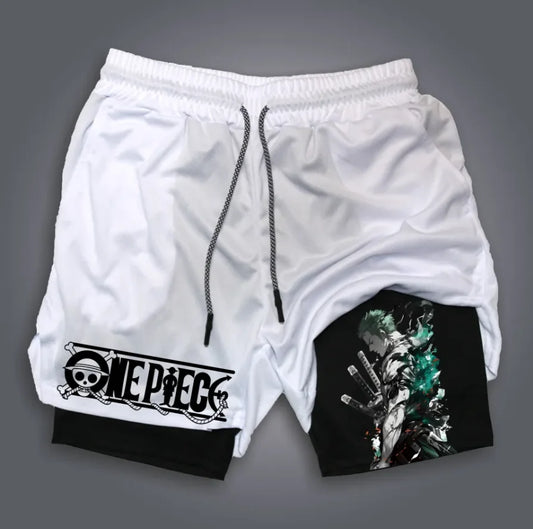 One Piece: official character printed shorts, retro Y2K anime beach shorts, quick-drying fabric, fitness and jogging