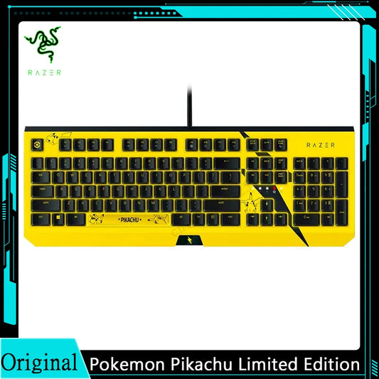 Pokemon: Pikachu Limited Edition 104 Key Wired Computer Gaming Mechanical Keyboard (Green Switch) Collection Mode