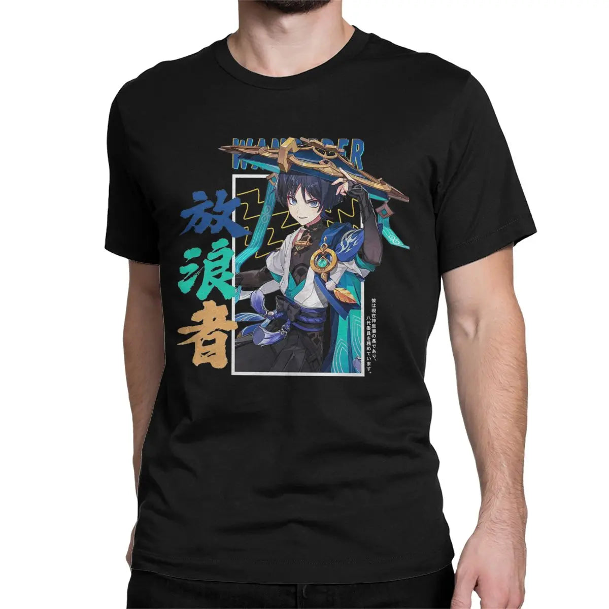 Genshin Impact: Wanderer Scaramouche for Men Women T Shirt Vintage Tee Shirt Short Sleeve T-Shirt 100% Cotton Summer Clothing