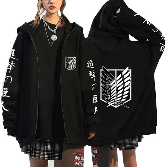 Attack On Titan Zipper: Hoodies Wings Of Liberty Graphic Print Hooded  Plus Size Sweatshirts Harajuku Zip Up Jacket