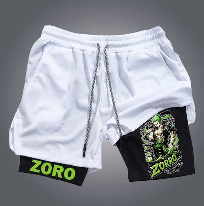 One Piece: Official character print shorts, retro Y2K anime beach shorts, quick-drying fabric, fitness and jogging