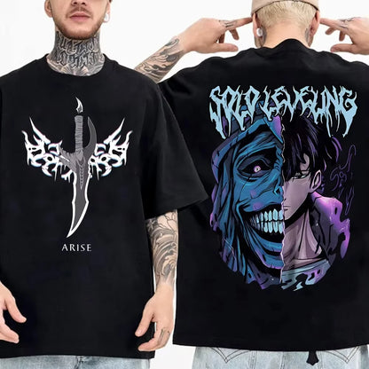 Solo Leveling: T Shirt Men Sung Jinwoo Graphic Tees Harajuku Short Sleeve